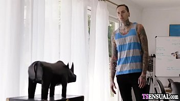 Preview 2 of Naughty America Dp Anal - Hot blonde slender shemale anal fucked by a assistent