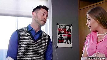 Preview 1 of Suck Boob Maid - Guy fucks and bratty blonde girlfriend