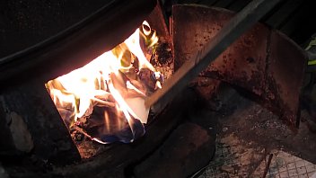 Preview 3 of 50 Load - A young bbw with a big ass in nylon pantyhose drowns the stove in a rustic Russian bath.