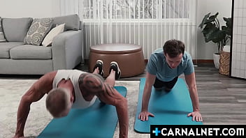 Preview 1 of Old Mommy Slippers Voy - TWink Logan Cross is so damn irresistible looking up at Dallas Steeles with his mouth full of dick