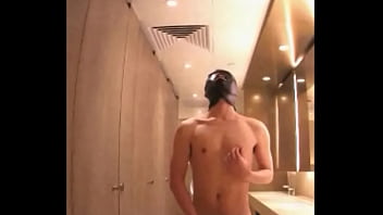 Preview 3 of Japanese Family Table Denar Time - Slave in Hood Masturbating at Public Toilet