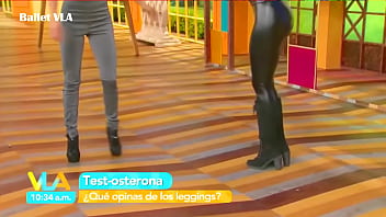 Preview 4 of Jhony Sin Cum In Mouth - Ballet De VLA Nalgotas Modelando En Leggings De Latex VLA