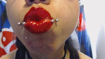 Preview 3 of Tub8t - Bright Red Lips Drool and Spit a LOT of Saliva
