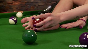 Preview 4 of Bus Deep Throat Gag Fuck - Inked Stunner Isla Licks Her High Heels On The Pool Table