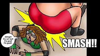 Preview 2 of Grab Boob Husband Porn - Big tit Superheroine takes two huge cocks (Comic)