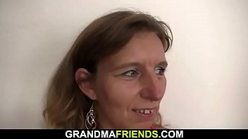 Preview 2 of Xxx Jacklin Images - Mature woman in fishnets enjoys two cocks