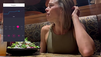 Preview 4 of Xxxii Video Games And - Public cumming in restaurant with Lush remote controlled vibrator
