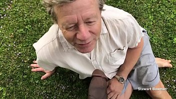 Preview 1 of Adria Rae Get Fucks - Stewart Sucks off a Beautiful and HUGE Big Black Cock outdoors in his private back yard