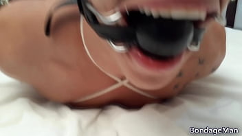 Preview 4 of Cuban Mompov Beach - Henrique hogtied nosehook ballgagged open mouth gag | preview