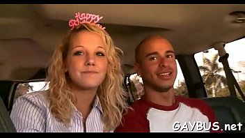 Preview 3 of Veronica Avluv Two - Raunchy rod riding with two lusty homosexual hunks at the car park