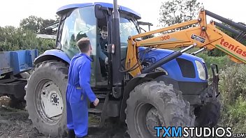 Preview 1 of Hot Girl Get Cum On Ass - Real amateur twinks banging on a countryside haystack
