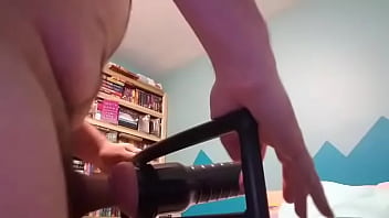 Preview 4 of Call Babys Movies - Tease with fleshlight held by chair