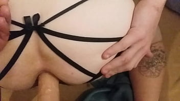 Preview 1 of Sfrenchi Bet - Girl bending guy over assfucking him with strap on anal