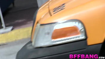 Preview 1 of Newcondom Xxx - girls collect money banging during hot car wash