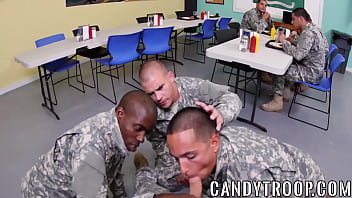 Preview 3 of Three Fem - Inked military hunk training his cock on majors ass