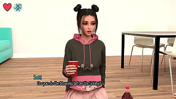 Preview 3 of Family Dadi And Dotar Xxx - Elmwood University #19 - 18 Year Old Asian Girl Flashes Her Perky Tits And Gives Blowjob To A Banana