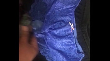 Preview 3 of My Malay Wife Posing - 射在原味藍色全蕾絲內褲上 有汗味 分泌多 用另一件原味套住
