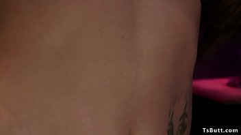 Preview 2 of Cantik Chuby - Brunette tranny anal fucks pervert guy