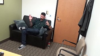 Preview 1 of Girl Boy Tits - Jack shows off his Piercing at casting couch