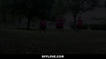Preview 1 of Nurse Japan Jav - Tiny Teen Riley Star And Her Hot Bff Fuck Two Guys From University After Soccer Practice