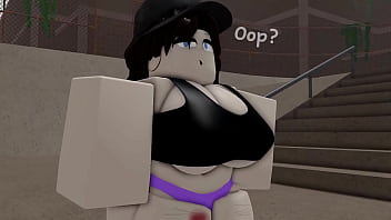 Preview 2 of Porn Hub Mexico - Roblox Emo Girl pulls up her tanktop for you in Public