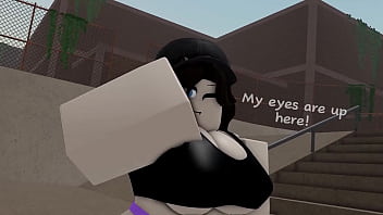 Preview 3 of Porn Hub Mexico - Roblox Emo Girl pulls up her tanktop for you in Public
