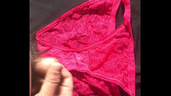 Preview 3 of Big Breast Fuck - 射在原味紅色高杈蕾絲內褲上 超性感