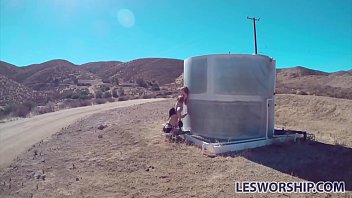 Preview 3 of Crazy Draw - Hot teens Jayme Langford and Raven Rockette have pussy licking fun in the desert