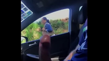 Preview 3 of Doggy Cum All Over Me - 3x1 Flashing  - Car flashing 3 girls - Hard cock - Voyeur
