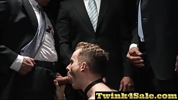 Preview 1 of Hattiesburg Sluts - Sub Twink Takes on Three businessmen cocks@Twink4Sale.com