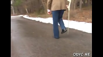 Preview 2 of Blooding Teen - Sleder babe takes a hardcore fuck doggy position by an old guy
