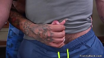 Preview 1 of Free Porn Vidio Downlod - Tattooed tranny fitness instructor fucks guy