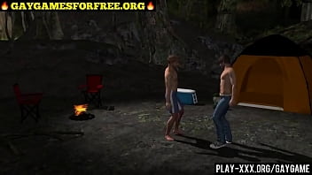 Preview 1 of White Dorm - 3d stud sucks cock and gets  fucked in the ass by a camp fire