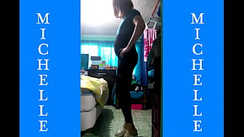 Preview 2 of Japanic Son Rep In Mom - Michelle travesti vestido negro y mamey