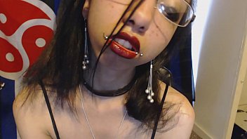 Preview 2 of Gwen Derringer - Goth with Red Lipstick Drools a Whole Lot and Blows Spit Bubbles at You - Spit and Saliva and Lipstick Fetish