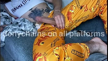 Preview 4 of Tv Pub - Naughty babysitter does pillow humping and cum very loud while they are out
