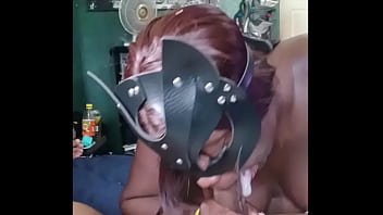 Preview 3 of Japnese Be - Super wet sloppy blowjob by a pretty masked dark skinned girl