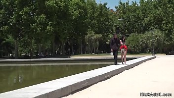 Preview 3 of Jamie Family Sex Video - Slave in red dress humiliated in public