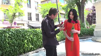 Preview 1 of Jamie Family Sex Video - Slave in red dress humiliated in public
