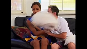 Preview 1 of Xxxxxxxxxnnn Sex Animal - Nice ass ebony cheerleader slut gets cum from white dong after wild fuck on sofa
