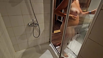 Preview 1 of Lola Porm - Sex in shower with my stepbrother. Riding his dick till he cum on my tanned body.