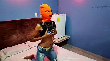 Preview 1 of Milf Punish Gurl - MY BRUNETTE STEPSISTER TELLS ME SHE WANTS TO CELEBRATE HALLOWEEN IN A HOTEL BED. SHE PUT ON A MASK AND SHAKES HER BODY AND HIPS VERY SEXY. FINALLY SHE GETTS NAKED FOR ME
