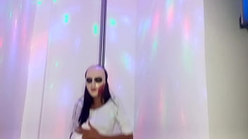 Preview 3 of 43 Year - Skinny brunette student bribes the teacher on Halloween and makes a homemade porn video dancing on the pole