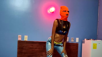 Preview 3 of Lran Girl - MY BRUNETTE STEPSISTER TELLS ME SHE WANTS TO CELEBRATE HALLOWEEN IN A HOTEL BED. SHE PUT ON A MASK AND SHAKES HER BODY AND HIPS VERY SEXY