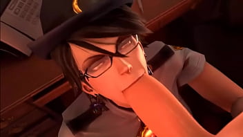 Preview 4 of British But Search - Bayonetta-Police-Outfit-Blowjob-Cum - Best Free 3D Cartoon