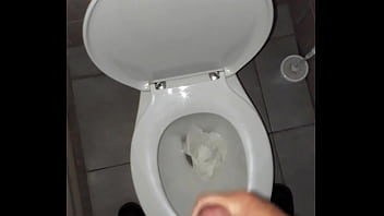 Preview 2 of Big Tite Cockeds - Homemade solo handjob in public restroom