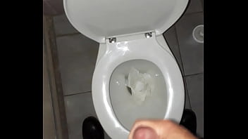 Preview 1 of Big Tite Cockeds - Homemade solo handjob in public restroom