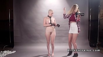 Preview 2 of Kusboo Sexcom - Trimmed head blonde ass caned in bondage