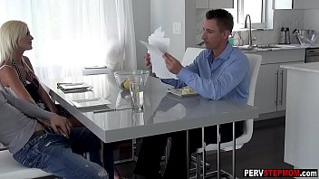 Preview 4 of Hot Wat Teen - Blonde MILF stepmom sucks a stepsons dick in front of a stepdad