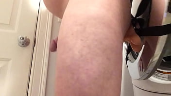 Preview 3 of Aunuka Butt - Clothes dryer helps bi guy ride a big dildo